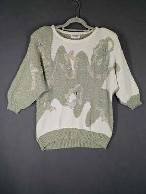 Vintage Adolfo Collectibles Sweater with Rhinestones Beads Size Medium